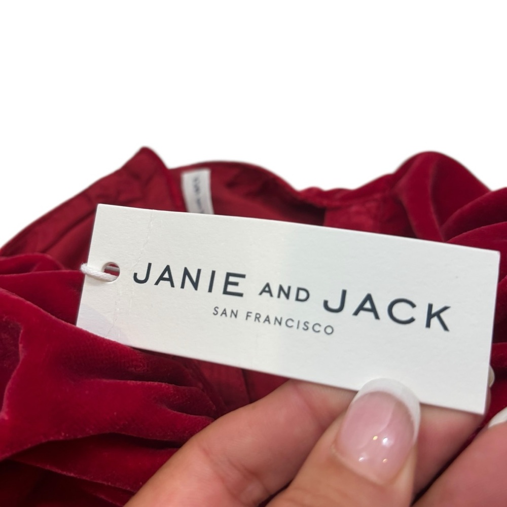 Brand new with Tags Janie and Jack The Velvet Smocked Dress Red Size 10 - Picture 5 of 13